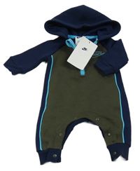 Nové - tmavomodro-khaki tepláková kombinéza s logom a kapucňou Nike