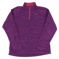 Fialovo-ružová melírovaná fleecová funkčná mikina s logom Quechua