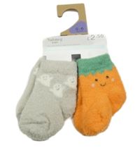 Nové - 2x chlupaté ponožky - oranžové + šedé s duchy Nutmeg