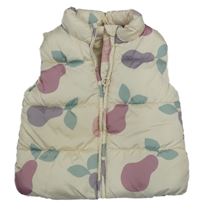 Smetanová šusťáková zateplená vesta s hruškami Sfera