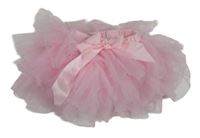 Svetloružová tylová tutu sukňa s mašlou