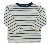 Bielo-petrolejový pruhovaný ľahký sveter Next