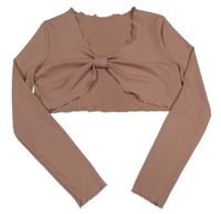 Staroružové rebrované crop tričko shein