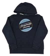 Tmavomodrá mikina s potiskem a kapucí Jack & Jones