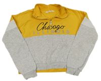 Sivo-žltá crop mikina s nápisom H&M
