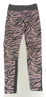 Růžovo-šedé vzorované sportovní legíny Primark