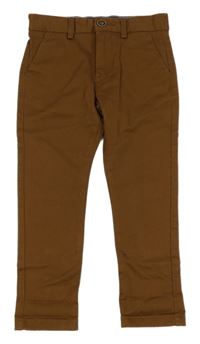 Hnědé plátěné chino slim fit kalhoty Next