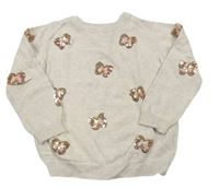 Béžový melírovaný sveter s motýly z flitrů Primark