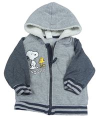 Šedá propínací mikina se Snoopym a kapucí H&M