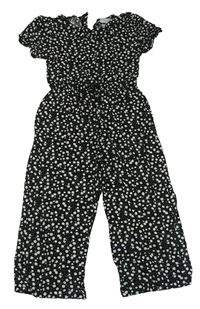 Černo-bílý květovaný kalhotový overal Primark