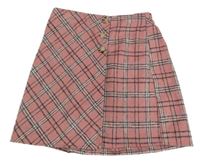 Ružovo-čierno-biela kockovaná vlnená sukňa Matalan