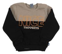 Béžovo-čierna mikina s nápisom