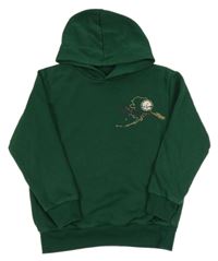 Tmavozelená mikina s nápismi a horami a kapucňou LC Waikiki