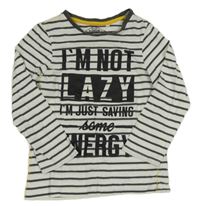 Bílo-antracitové pruhované triko s nápisem C&A