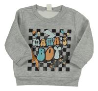 Sivá mikina s nápisom a skateboardom Shein