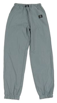 Šedomodré šusťákové cuff kalhoty s nášivkou Shein