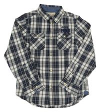 Bílo-modrá kostkovaná košile s nápisy H&M