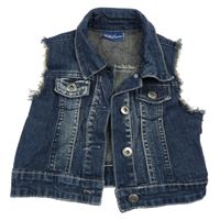 Tmavomodrá crop riflová vesta 