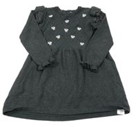 Tmavosivé svetrové šaty s motýlikmi a volánikmi Primark