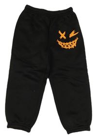 Černé zateplené tepláky se smajlíkem Shein