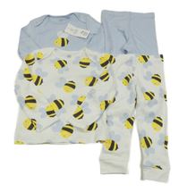 Nové - 2set - 2x Bílo-modré pyžamo s včelkami F&F