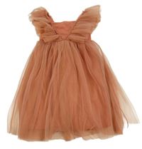 Broskovové žebrované tylové šaty H&M