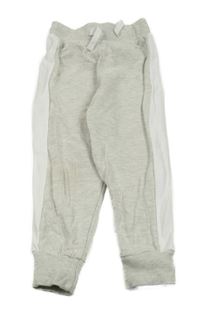 Světlešedo-bílé melírované tepláky s pruhy 