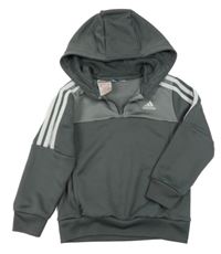 Sivo-antracitová mikina s logom a kapucňou Adidas