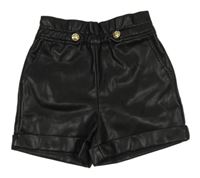 Čierne koženkové kraťasy s gombíky River Island