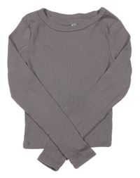Hnedé rebrované crop tričko H&M