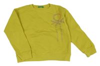 Žlutozelená mikina s logom Benetton
