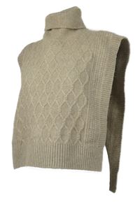 Dámská béžová vzorovaná svetrová vesta s rolákem 