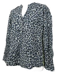 Dámska tmavomodro-biela vzorovaná blúzka Emily van der Bergh