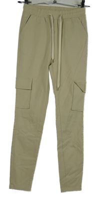 Dámske béžové teplákové cargo nohavice s vreckami Shein