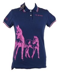 Nové - Dámske tmavomodré polo tričko s koníky Sea the Stars