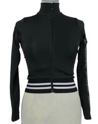 Dámská černá sportovní propínací crop mikina nápisy 