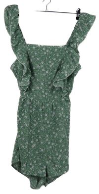 Dámsky zelený kvietkovany letný overal s volánikmi Shein