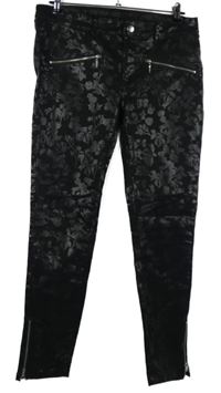 Dámské černé květované skinny kalhoty Janina 