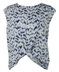 Dámska bielo-modrá vzorovaná blúzka s řasením Primark