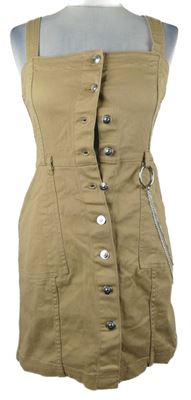 Dámske béžové rifľové prepínaci šaty s retiazkou H&M