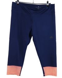 Dámske tmavomoro-ružové športové funkčné capri legíny Adidas