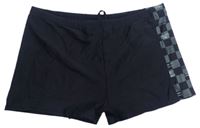 Pánske čierno-sivé nohavičkové plavky s kostičkami Bonprix