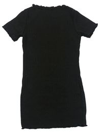 Čierne rebrované úpletové šaty Shein