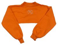 Oranžová crop mikina s potlačou a všitým topem River Island