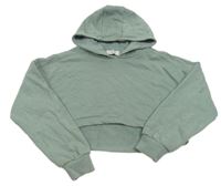 Khaki crop mikina s kapucňou Primark
