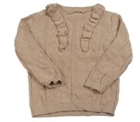 Svetloružový vzorovaný sveter s volánikom Tu