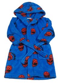Modrý chlupatý župan se Spider-manem a kapucí M&S