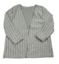 Svetlosivý rebrovaný úpletový cardigan Shein
