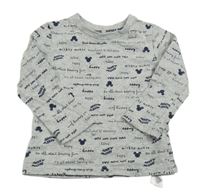 Světlešedé triko s nápisy Primark