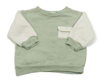 Kaki-biela mikina s vreckom